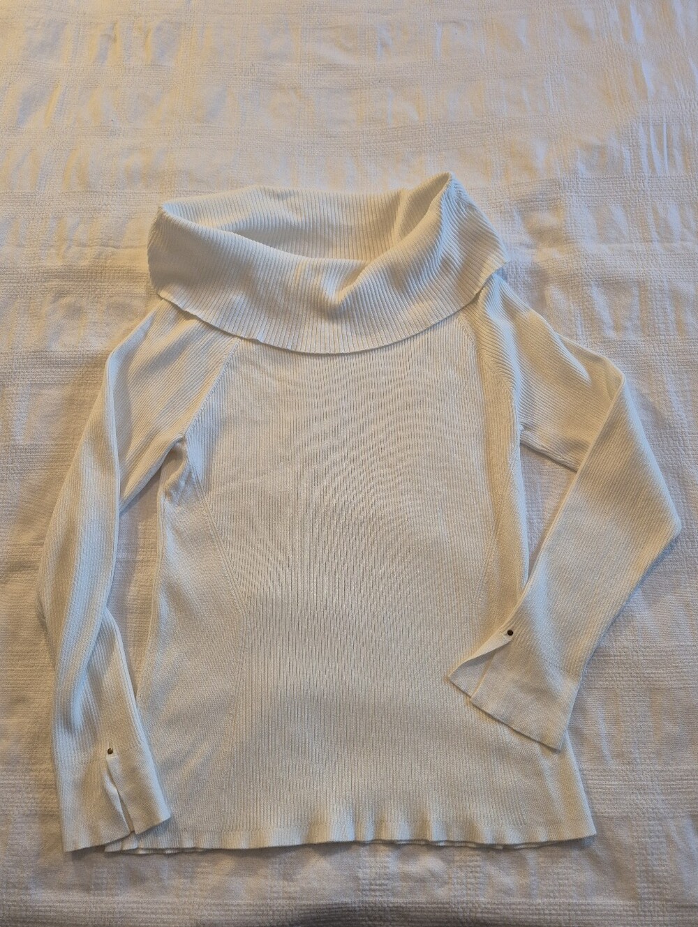 White House Black Market women's X Large ribbed foldover collar off white VGUC